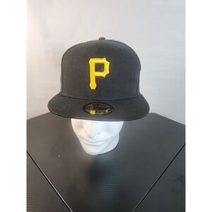 New Era 59Fifty Pittsburgh Pirates Black Fitted Hat Size 7 1/4 NWT